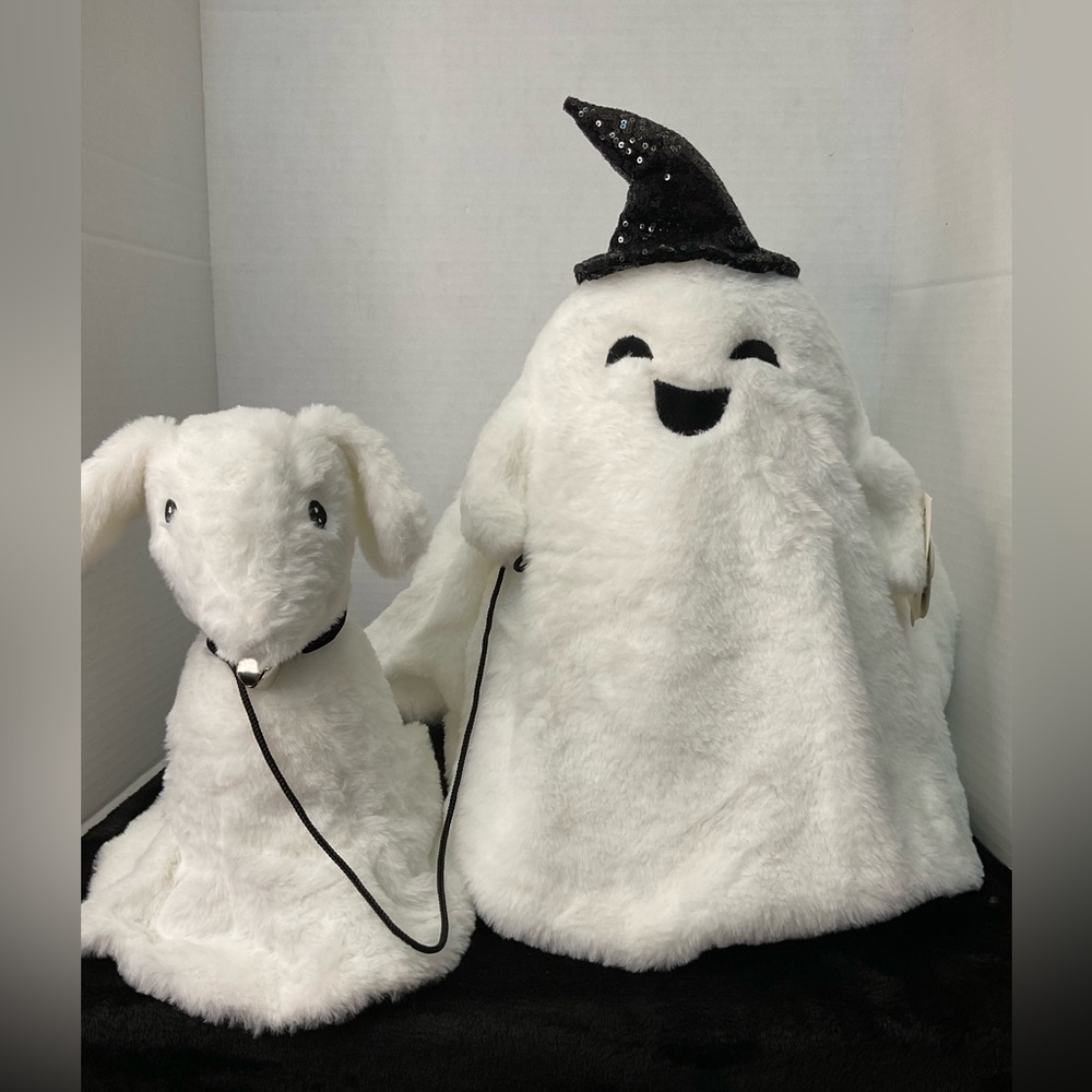 Goblin & Ghoul Halloween Ghost Walking Dog Weighted Plush Greeter